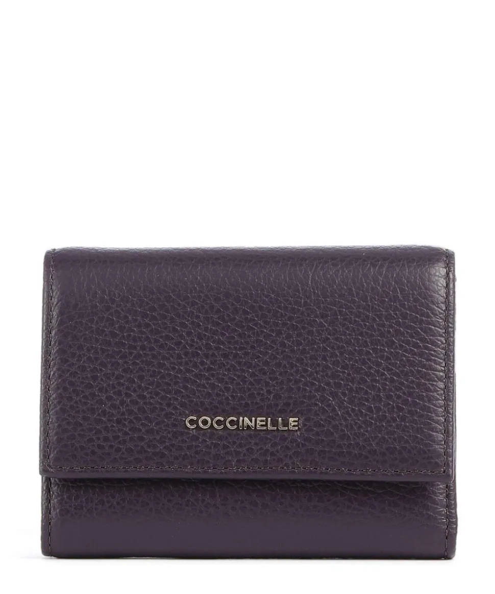 Metallic Soft RFID Geldbörse genarbtes Rindsleder pflaume