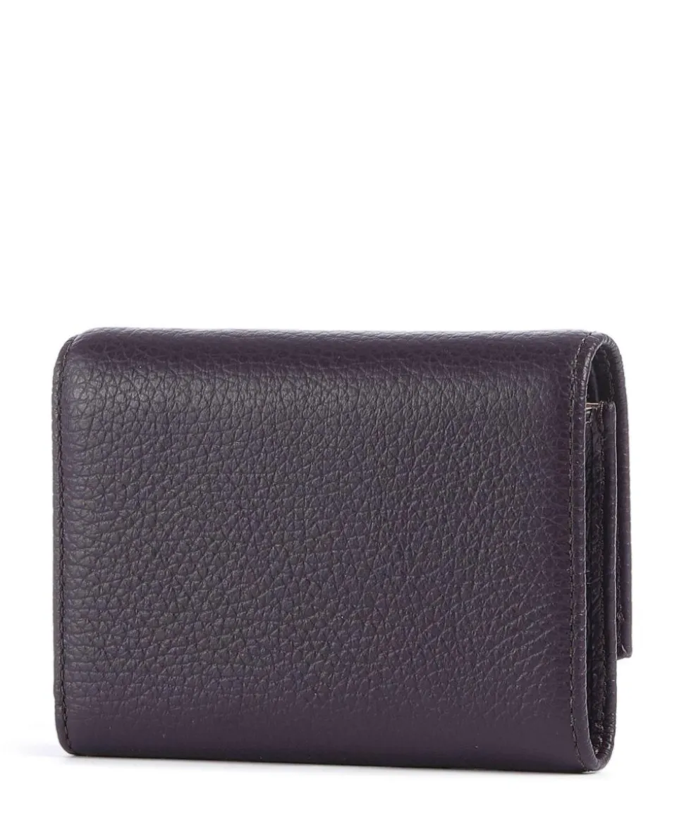 Metallic Soft RFID Geldbörse genarbtes Rindsleder pflaume