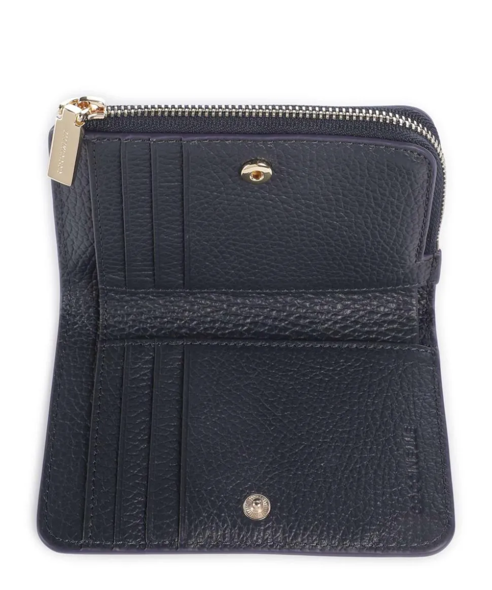 Metallic Soft RFID Geldbörse genarbtes Rindsleder dunkelblau