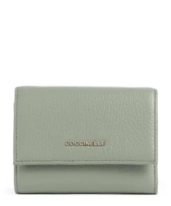 Metallic Soft RFID Geldbörse genarbtes Rindsleder graugrün