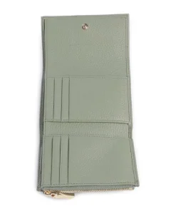 Metallic Soft RFID Geldbörse genarbtes Rindsleder graugrün