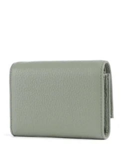Metallic Soft RFID Geldbörse genarbtes Rindsleder graugrün