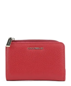 Metallic Soft RFID Geldbörse genarbtes Rindsleder dunkelrot