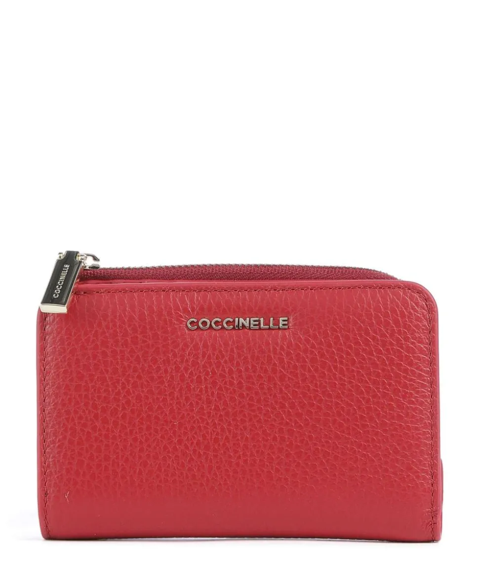 Metallic Soft RFID Geldbörse genarbtes Rindsleder dunkelrot