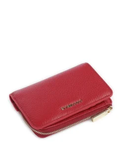 Metallic Soft RFID Geldbörse genarbtes Rindsleder dunkelrot