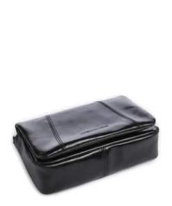 Mila Icon Crinkle Umhängetasche fein genarbtes Rindsleder schwarz