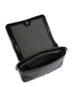 Mila Icon Crinkle Umhängetasche fein genarbtes Rindsleder schwarz