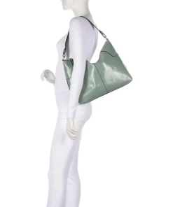 Mila Lack Distressed M Beuteltasche Rindsleder graugrün