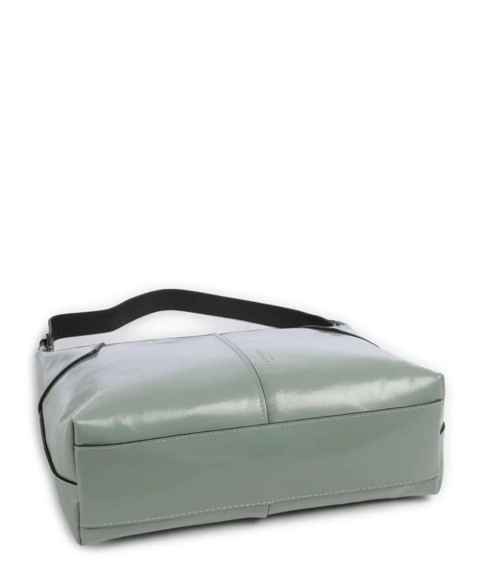 Mila Lack Distressed M Beuteltasche Rindsleder graugrün