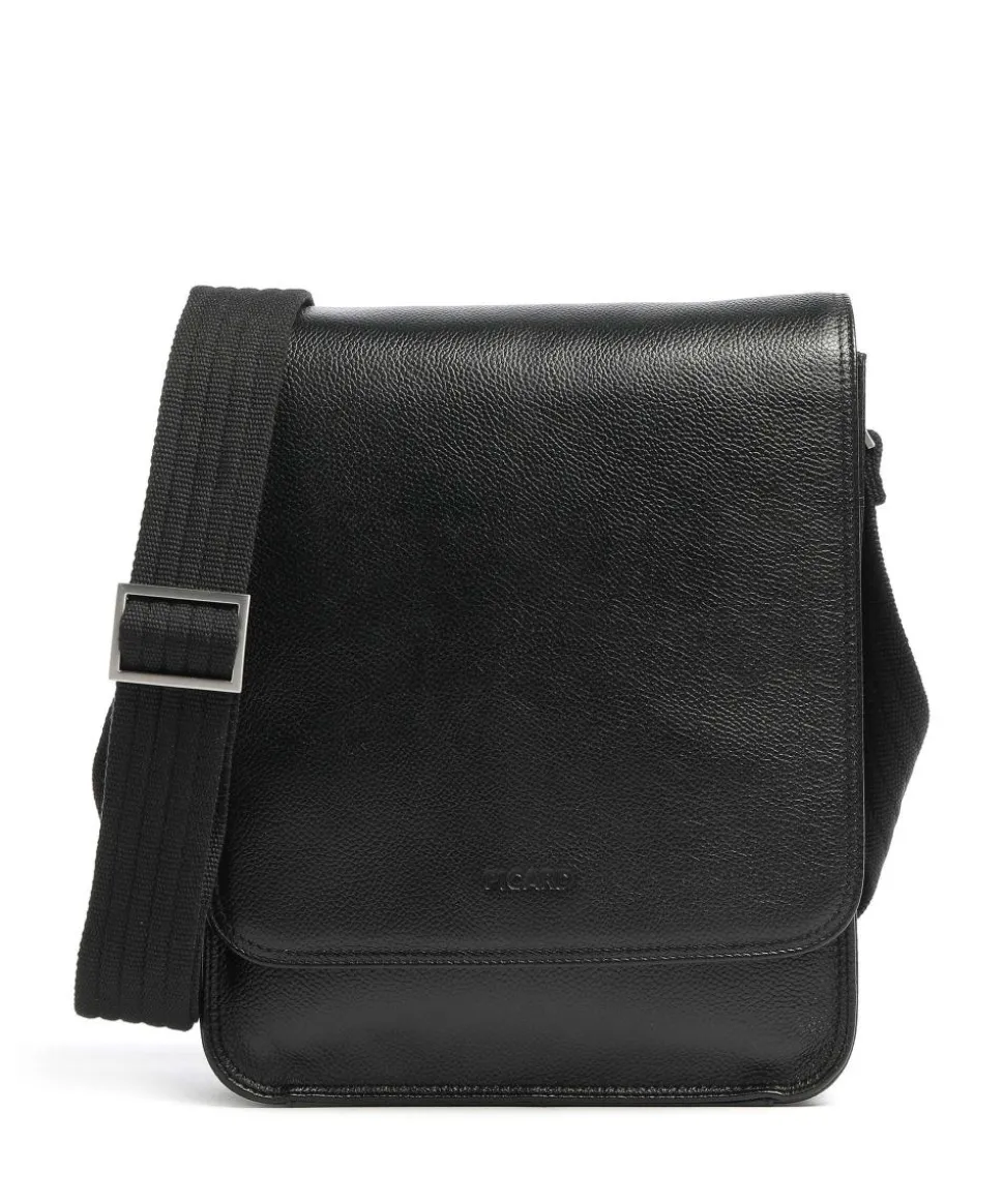 Milano Umhängetasche genarbtes Rindsleder schwarz