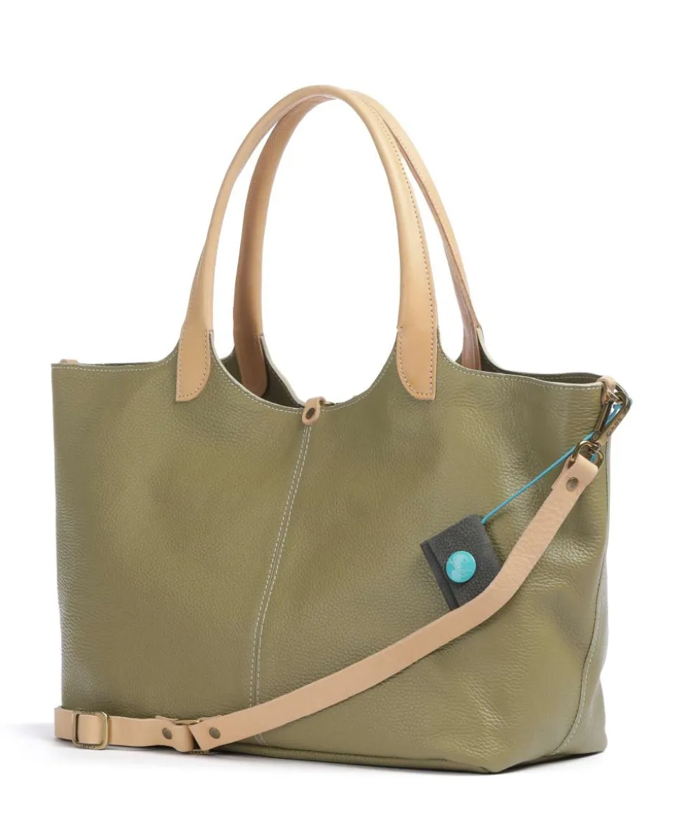 Milos Blanca Shopper genarbtes Kalbsleder olivgrün