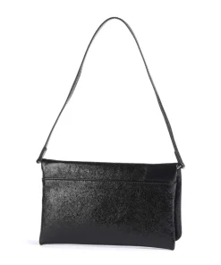 Mimosa Strass Schultertasche genarbtes Leder schwarz