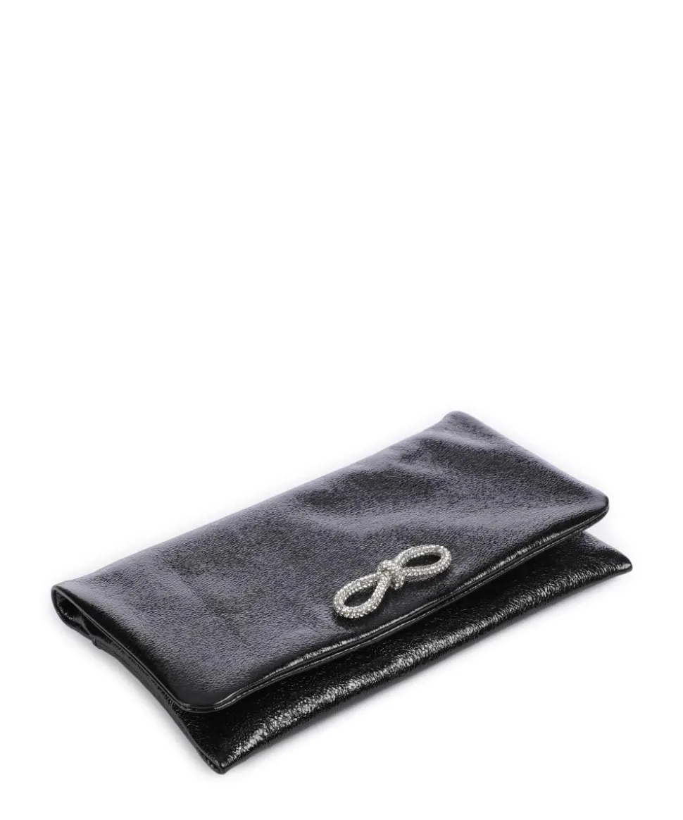 Mimosa Strass Schultertasche genarbtes Leder schwarz