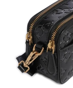 Mini Umhängetasche geprägtes Kalbsleder schwarz