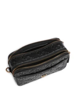 Mini Umhängetasche geprägtes Kalbsleder schwarz