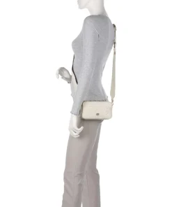 Mini Umhängetasche geprägtes Kalbsleder creme