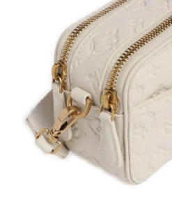 Mini Umhängetasche geprägtes Kalbsleder creme