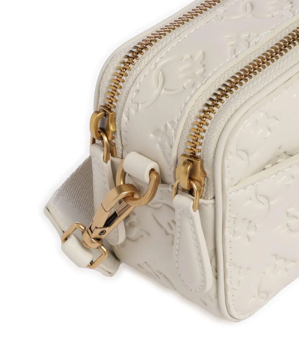 Mini Umhängetasche geprägtes Kalbsleder creme