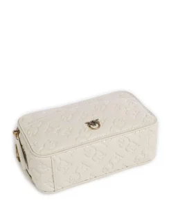 Mini Umhängetasche geprägtes Kalbsleder creme