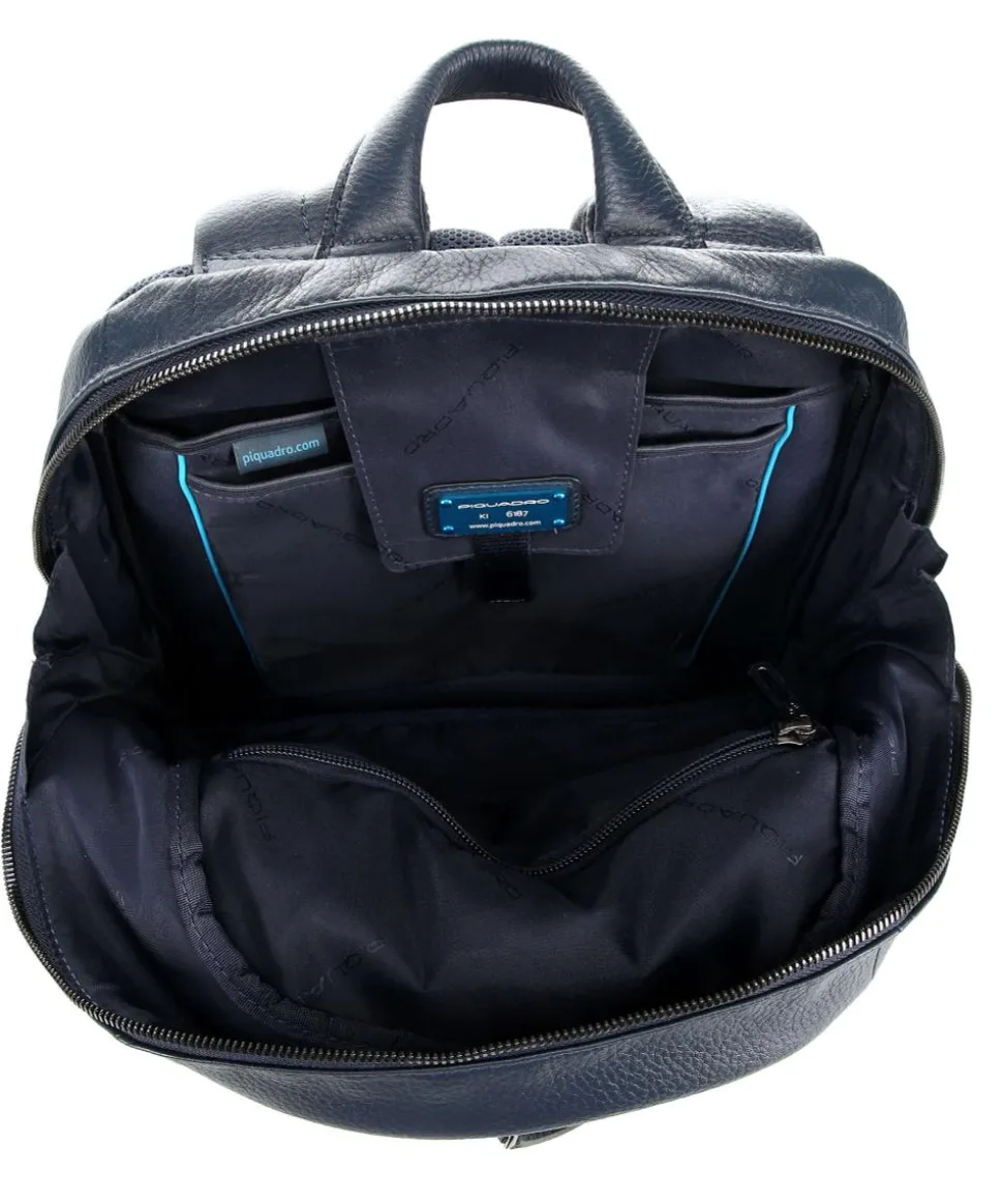 Modus Special Laptop-Rucksack 12″ genarbtes Rindsleder dunkelblau