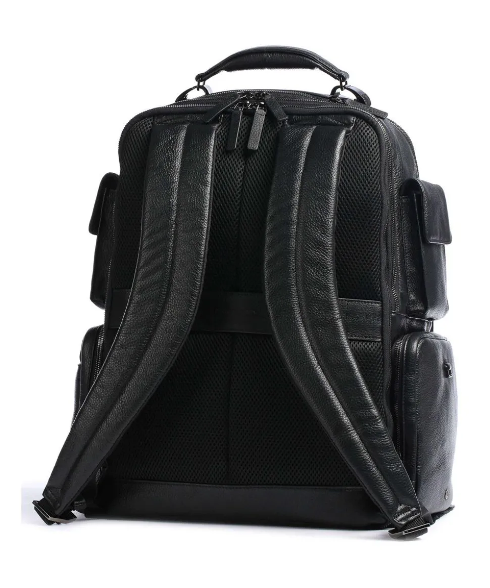 Modus Special RFID Laptop-Rucksack 14″ genarbtes Rindsleder schwarz