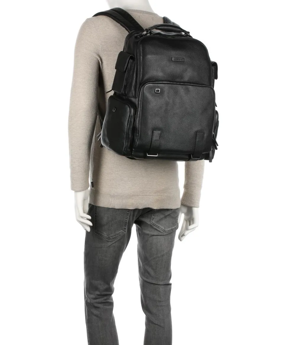 Modus Special RFID Laptop-Rucksack 14″ genarbtes Rindsleder schwarz