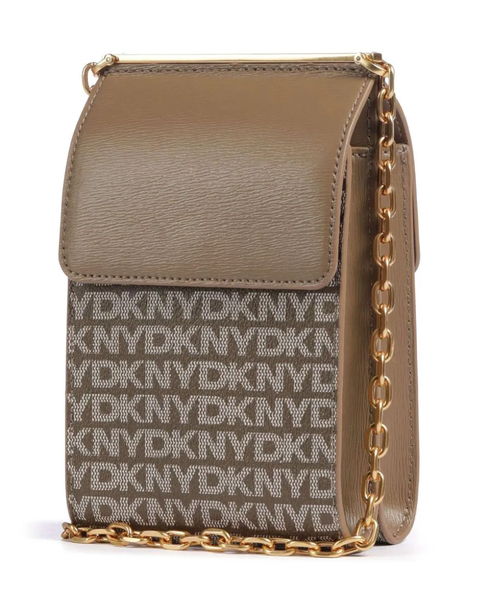 Mona Handytasche Lederimitat, fein genarbtes Rindsleder hellbraun