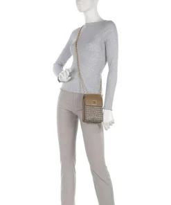 Mona Handytasche Lederimitat, fein genarbtes Rindsleder hellbraun