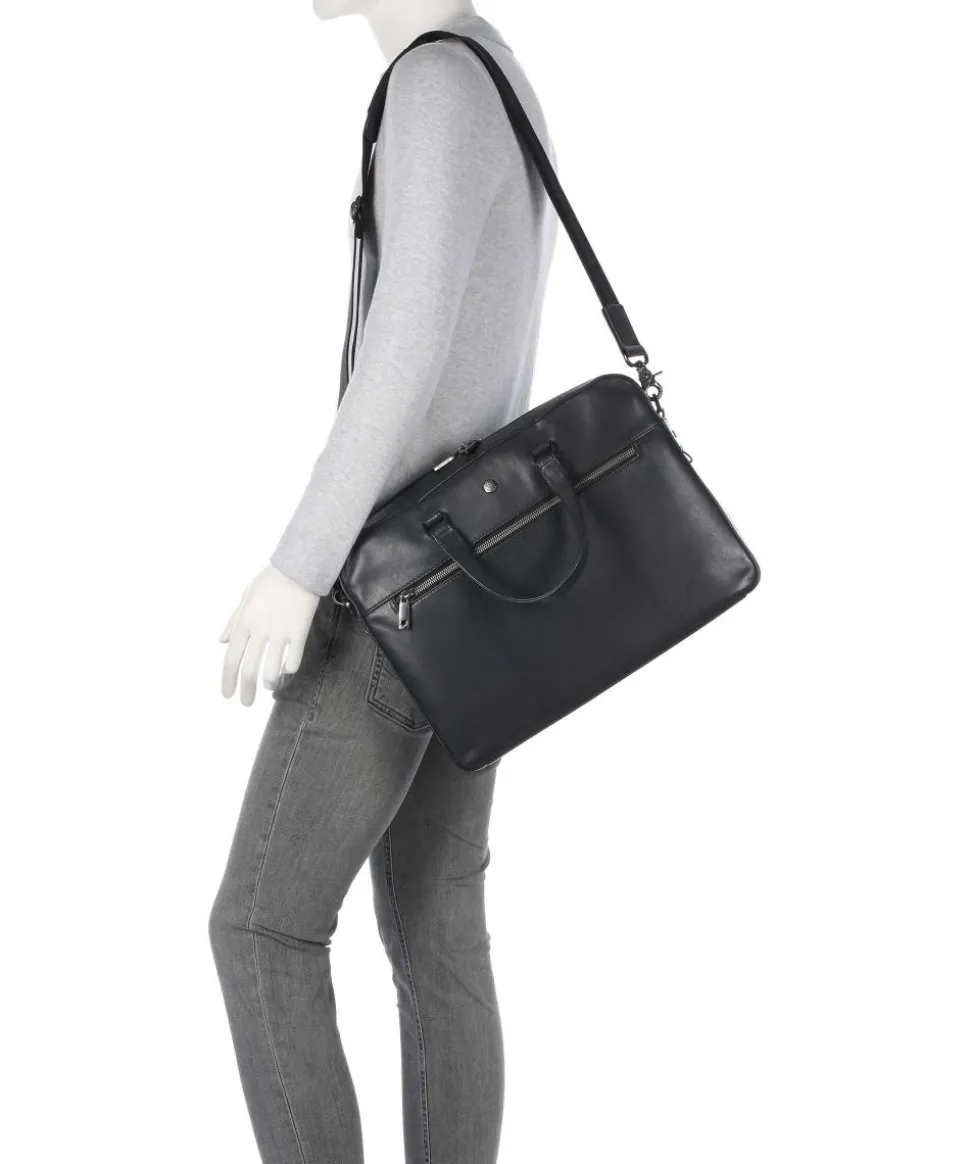 Montana Aktentasche 15″ fein genarbtes Rindsleder schwarz