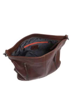 Montreal 24N Beuteltasche genarbtes Leder dunkelbraun