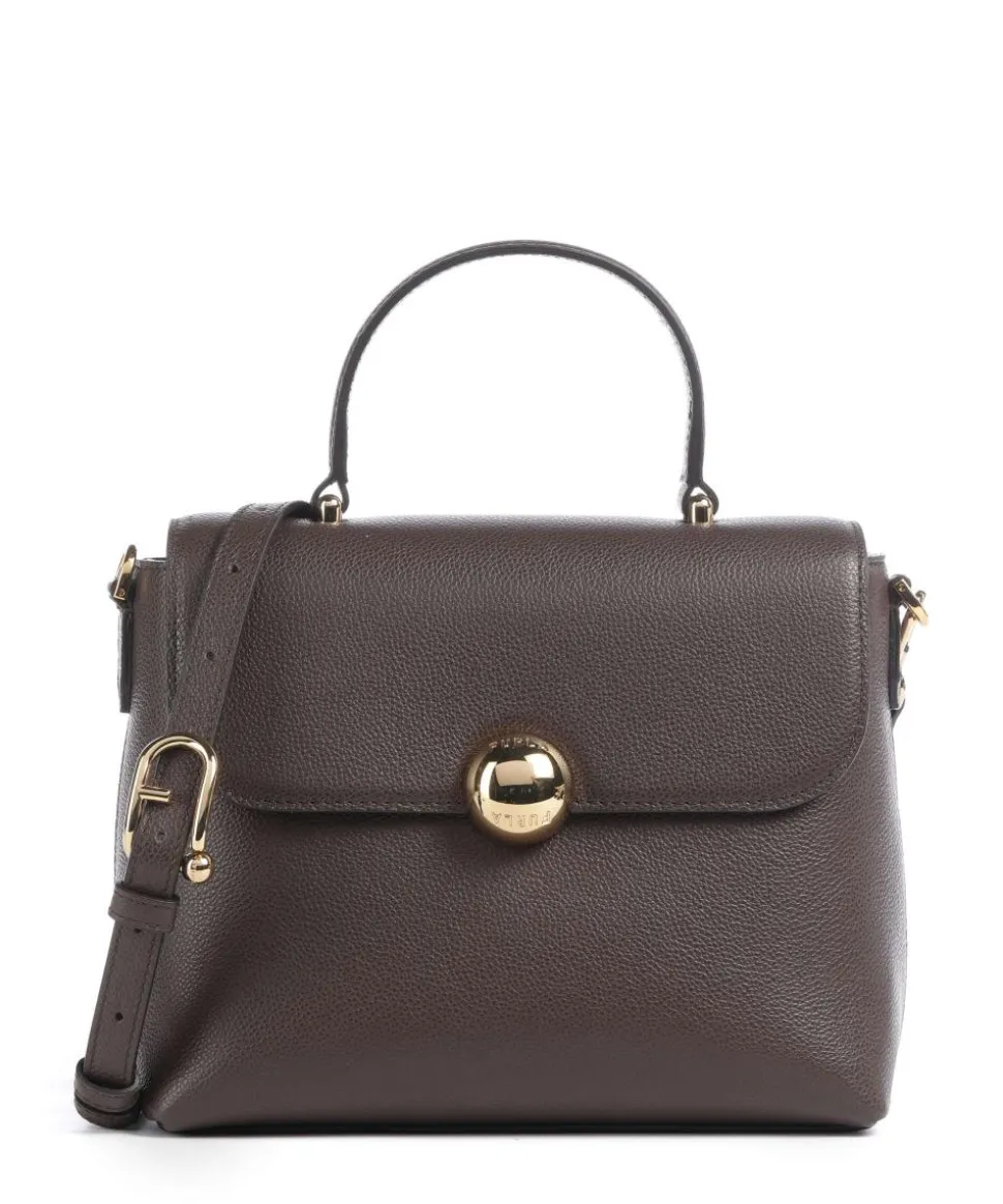 Moonlight S Handtasche genarbtes Leder dunkelbraun