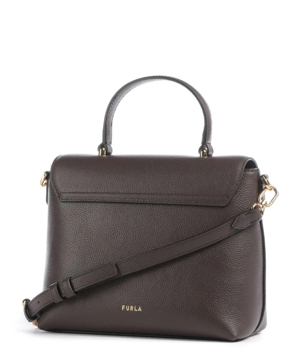 Moonlight S Handtasche genarbtes Leder dunkelbraun