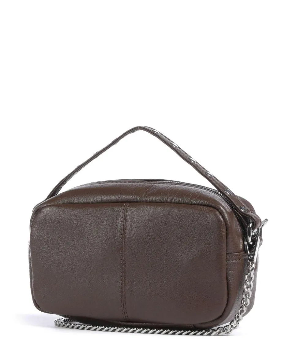 Mountain Lyra Umhängetasche genarbtes Leder dunkelbraun