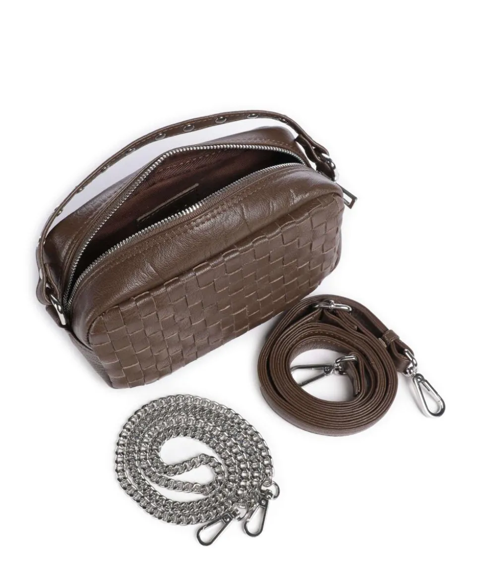 Mountain Lyra Umhängetasche genarbtes Leder dunkelbraun