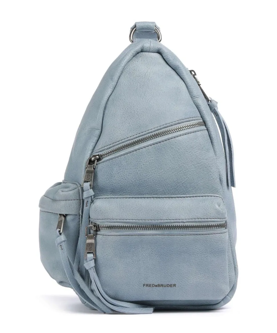 My old Friend Rucksack genarbtes Leder blaugrau