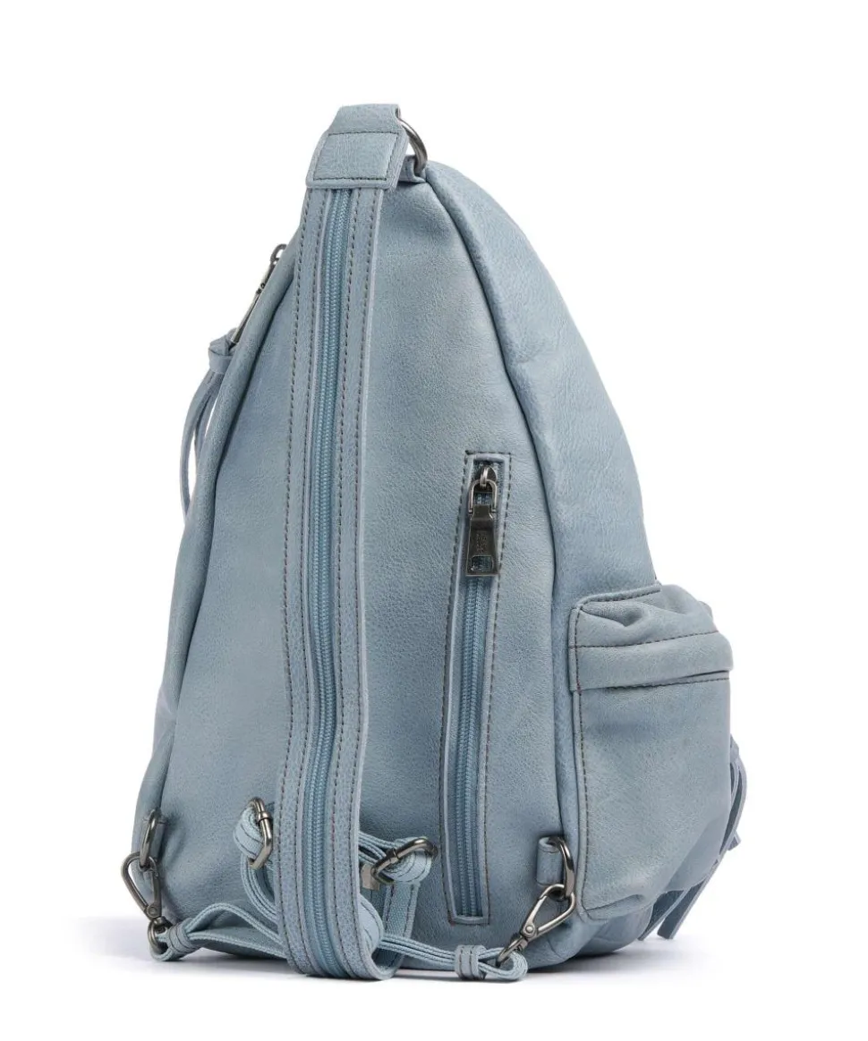 My old Friend Rucksack genarbtes Leder blaugrau