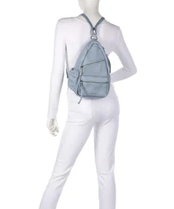 My old Friend Rucksack genarbtes Leder blaugrau