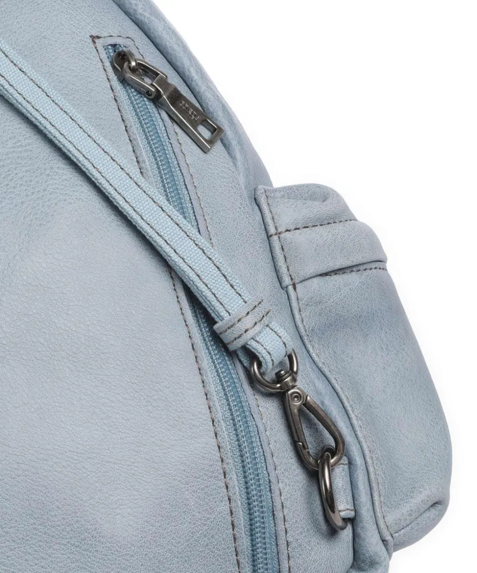 My old Friend Rucksack genarbtes Leder blaugrau