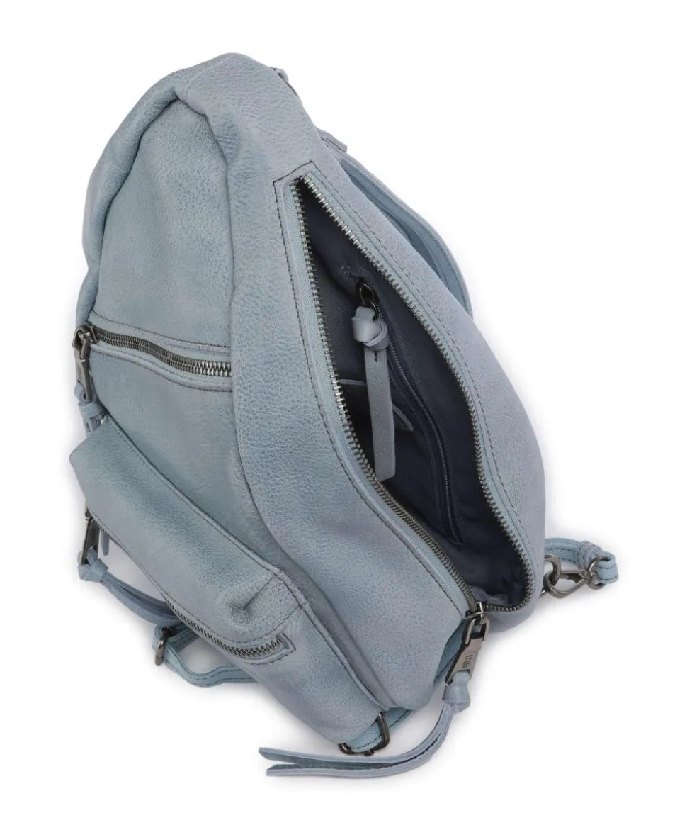 My old Friend Rucksack genarbtes Leder blaugrau