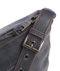 My old Friend Schultertasche genarbtes Leder blau