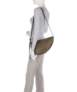 My old Friend Schultertasche genarbtes Leder olivgrün