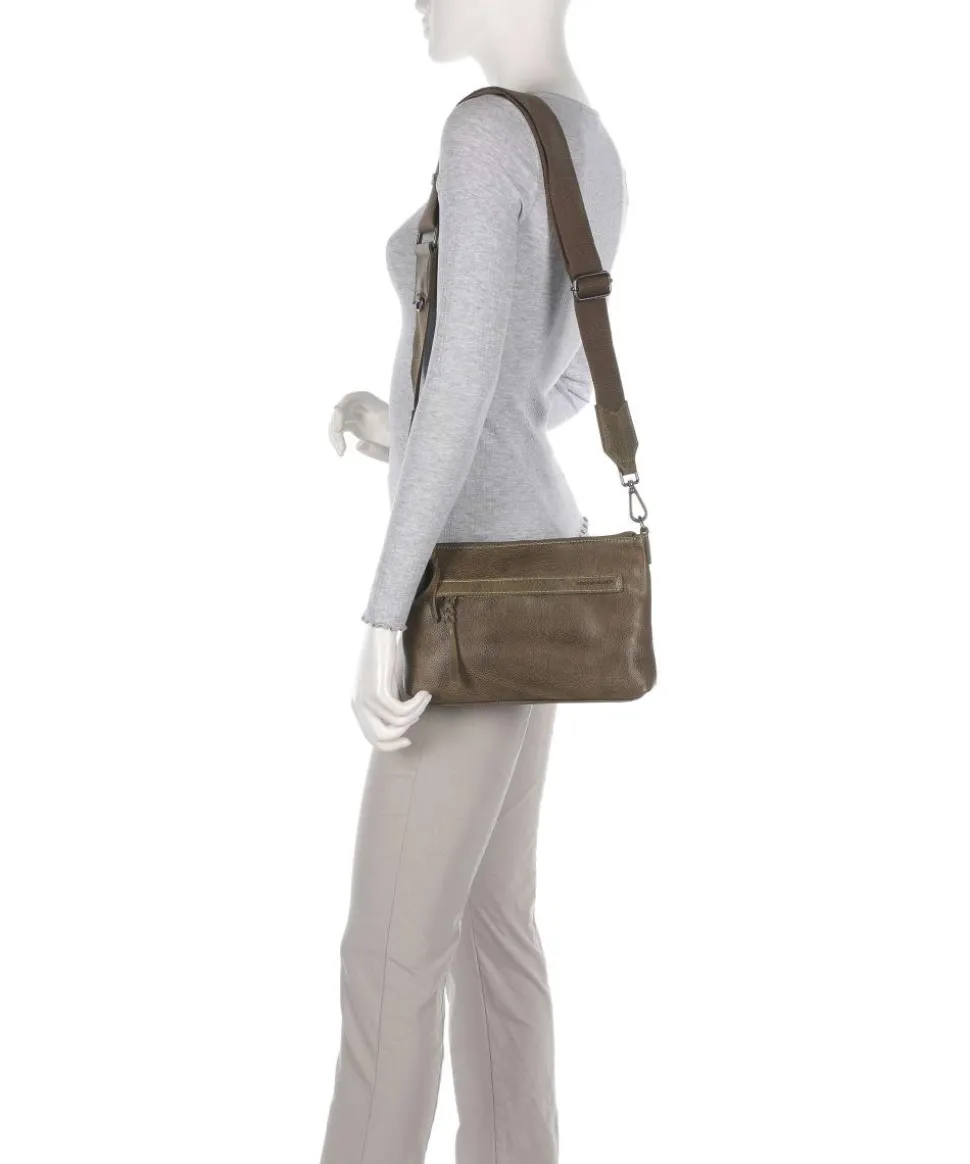 My old Friend Umhängetasche genarbtes Leder olivgrün