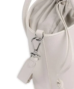 Myrtha Maxi Logo Bucket bag genarbtes Rindsleder weiß