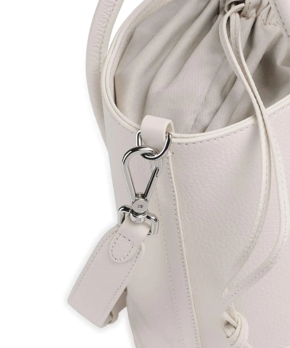 Myrtha Maxi Logo Bucket bag genarbtes Rindsleder weiß