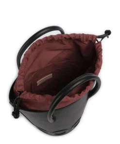 Myrtha Maxi Logo Bucket bag genarbtes Rindsleder schwarz