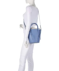 Myrtha Maxi Logo Bucket bag genarbtes Rindsleder blau