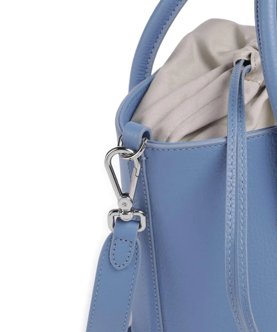 Myrtha Maxi Logo Bucket bag genarbtes Rindsleder blau