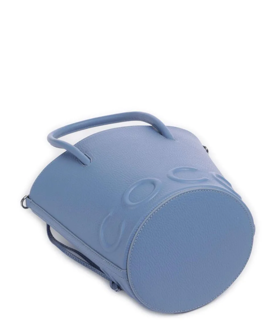 Myrtha Maxi Logo Bucket bag genarbtes Rindsleder blau