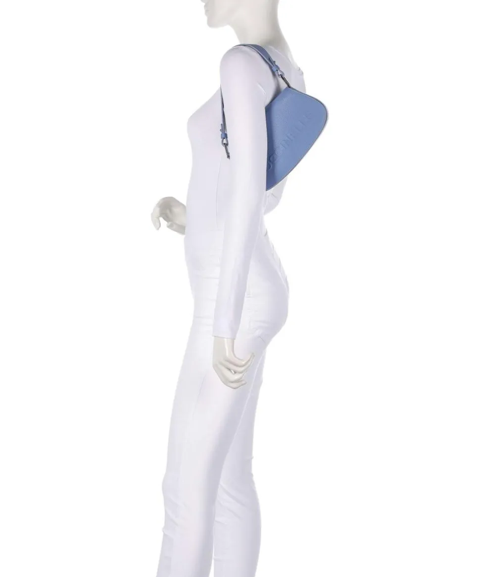 Myrtha Maxi Logo Schultertasche genarbtes Leder blau