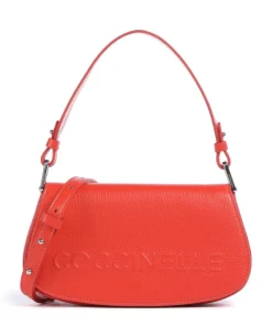 Myrtha Maxi Logo Schultertasche genarbtes Leder orange